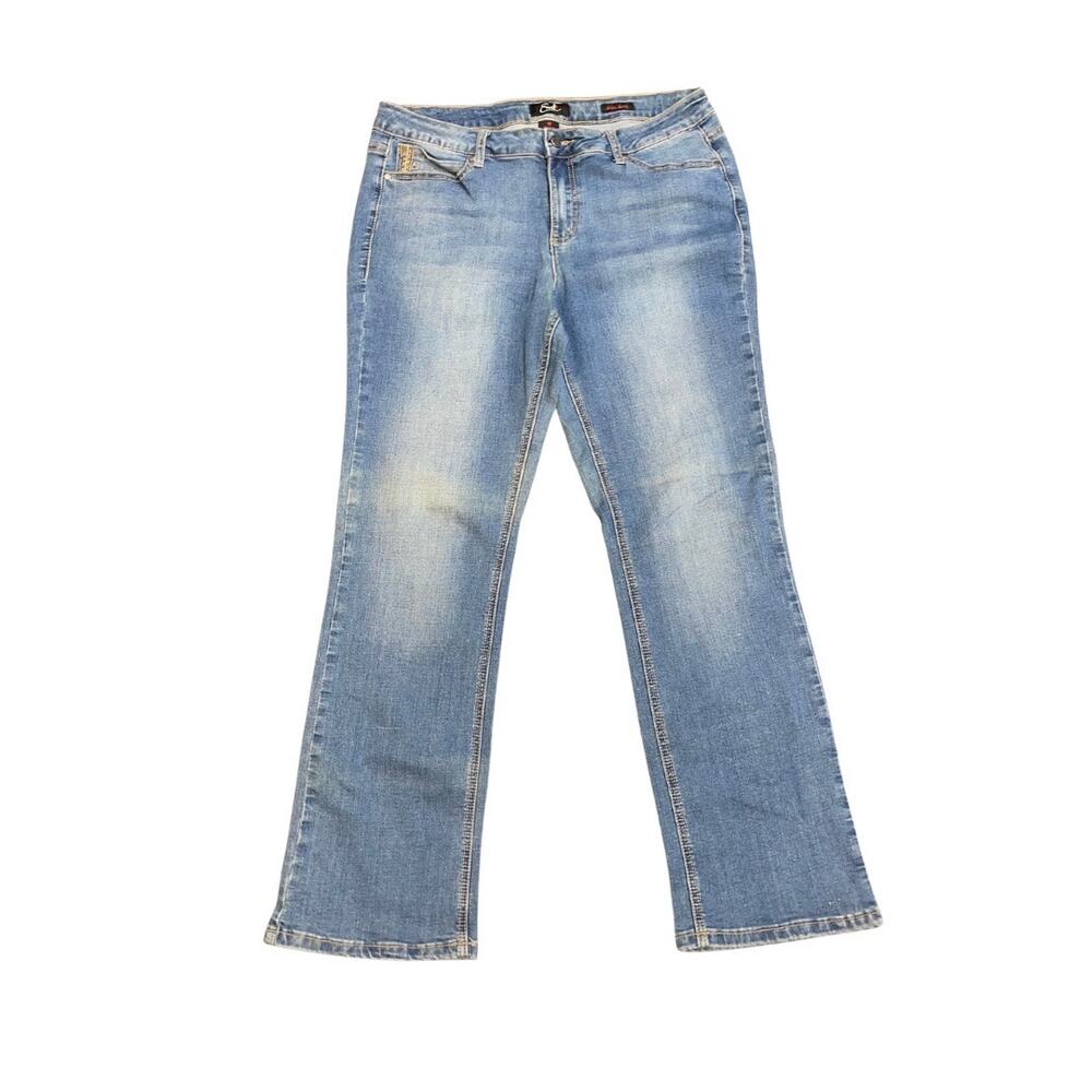 Earl Jeans Slim Fit Low Rise Boot Cut Flare Size 16 Denim Embroidered Pocket Y2K